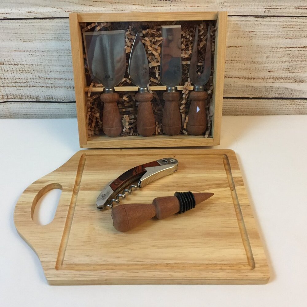 Chicago Cutlery 8 Piece Wine and Cheese Set Stainless Steel Wood Handles